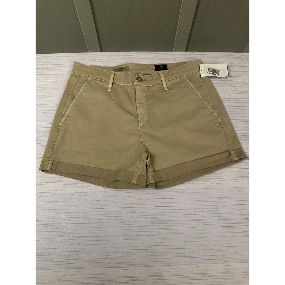 AG Adriano Goldschmied Tristan Short Khaki Tan Tailored Cuffed Shorts Size 27